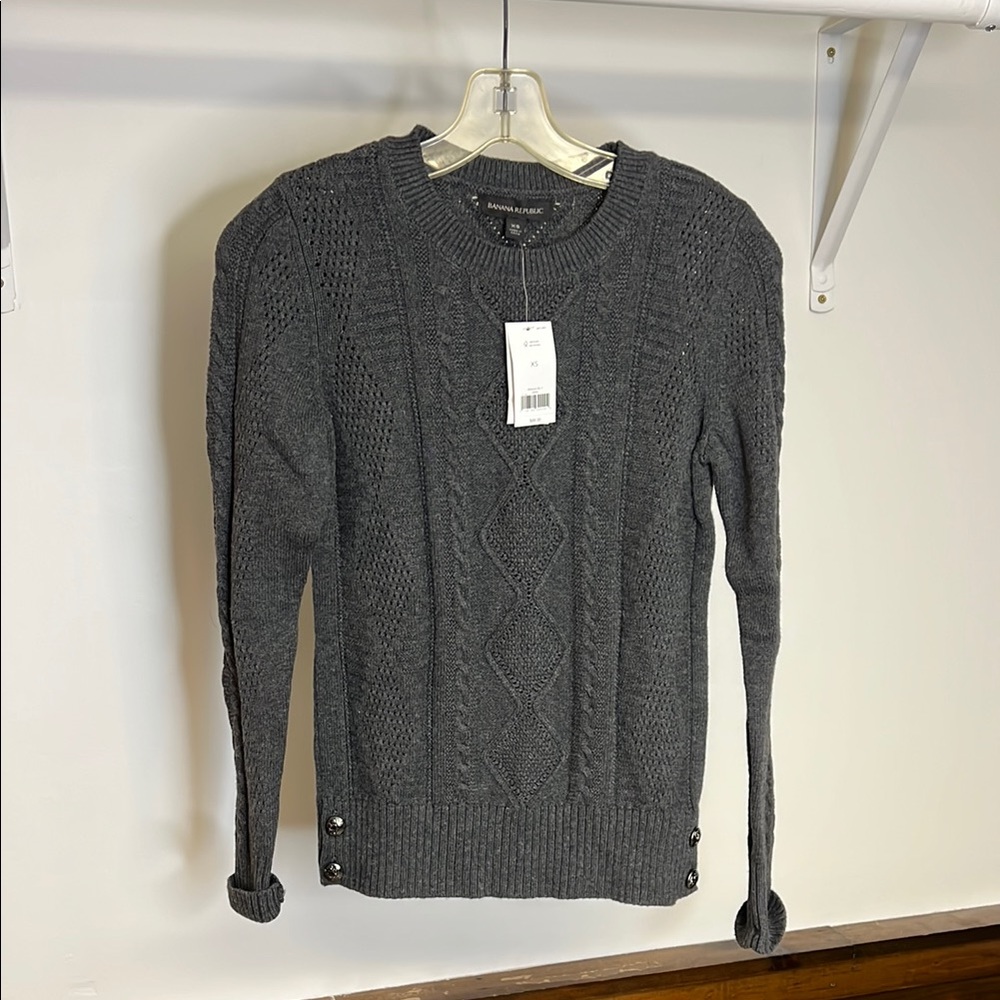 NWT Banana Republic Gray‎ Cable Knit Sweater- XS